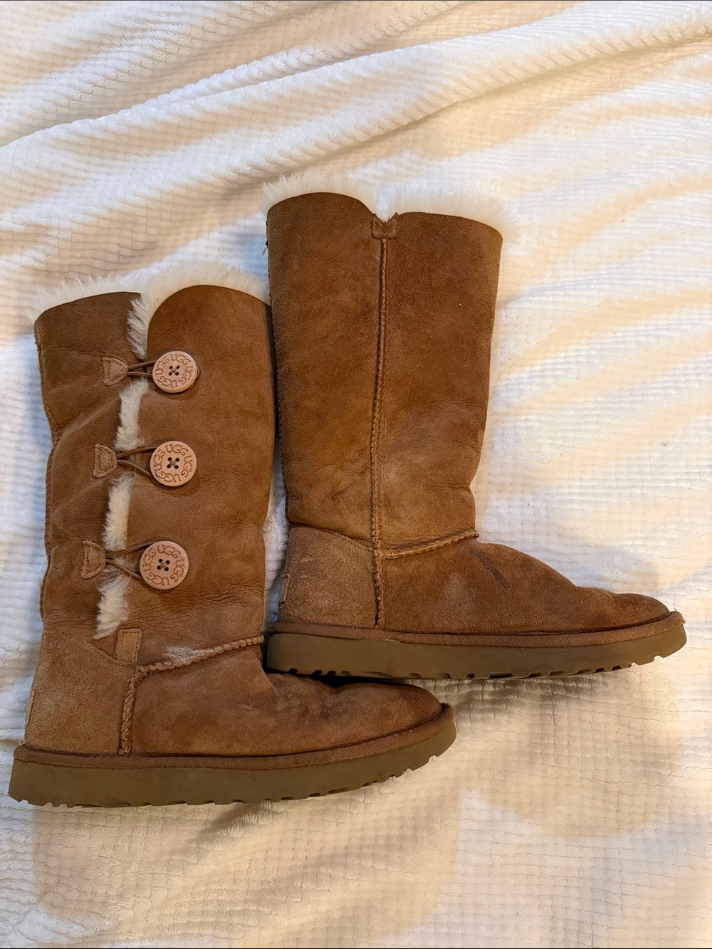 UGG Chestnut Bailey Button-Detail Tall Suede Boots